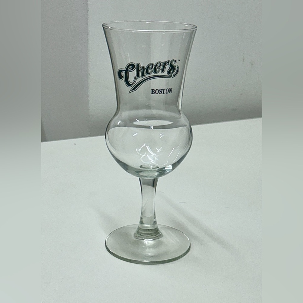 1990s Vintage CHEERS Boston Pedestal Footed Logo Souvenir Beer Glass